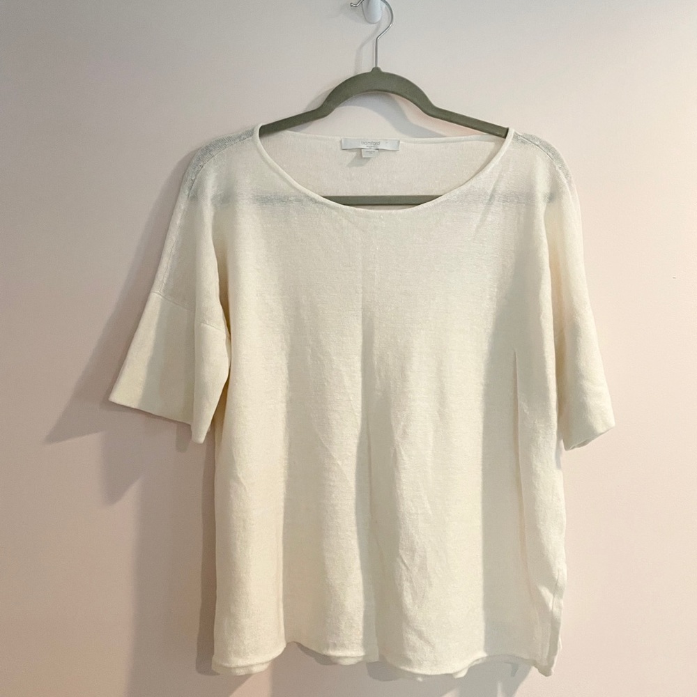Bamford Linen Blend White Cream Top Sz M